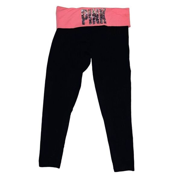 Victoria's Secret PINK Yoga Fold Over Waist Pants Size L - Picture 1 of 3